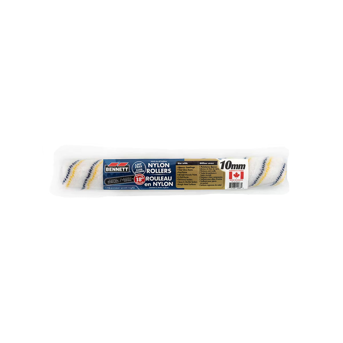 Bennett 18" 10MM Semi-Smooth Epoxy Roller (Blue & Yellow)